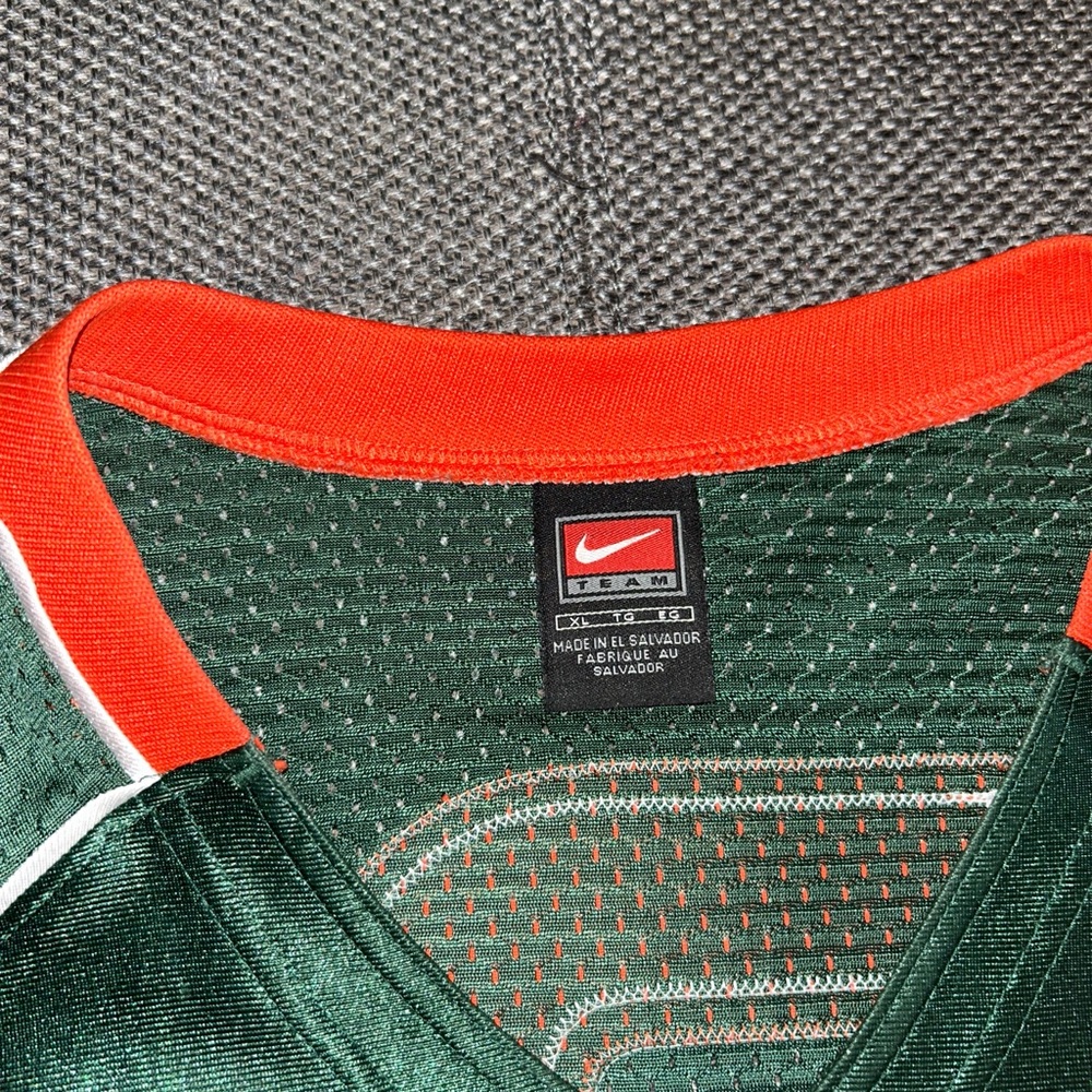 Rare Vintage Nike Miami Hurricanes Stitch Green Football Jersey - Picture 4 of 8